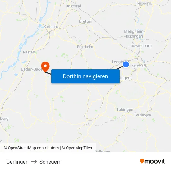 Gerlingen to Scheuern map