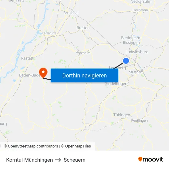 Korntal-Münchingen to Scheuern map