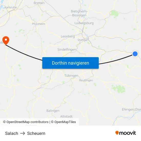 Salach to Scheuern map