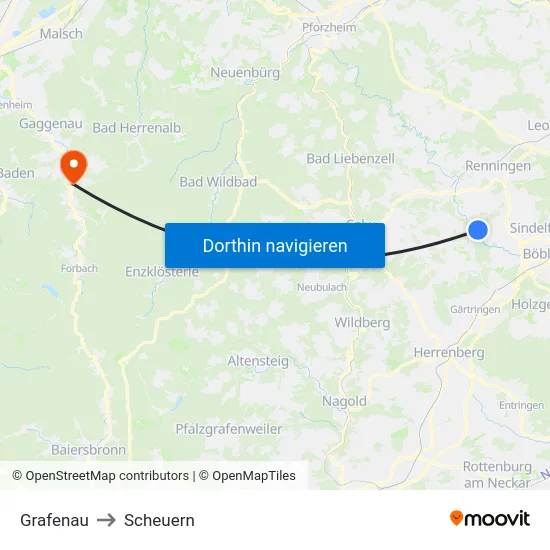 Grafenau to Scheuern map