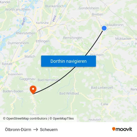 Ölbronn-Dürrn to Scheuern map