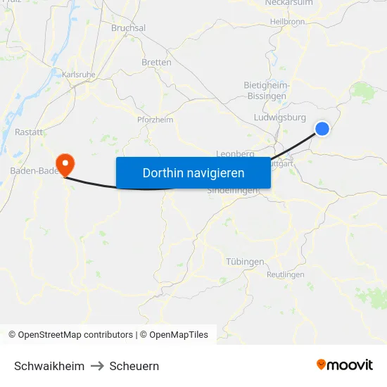 Schwaikheim to Scheuern map