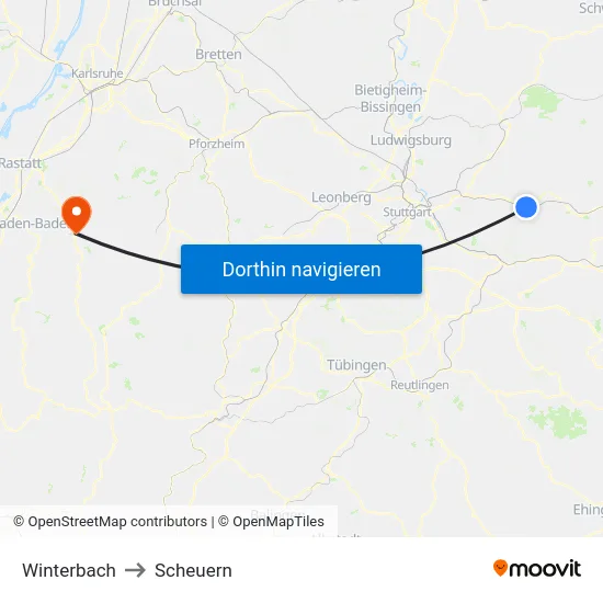 Winterbach to Scheuern map