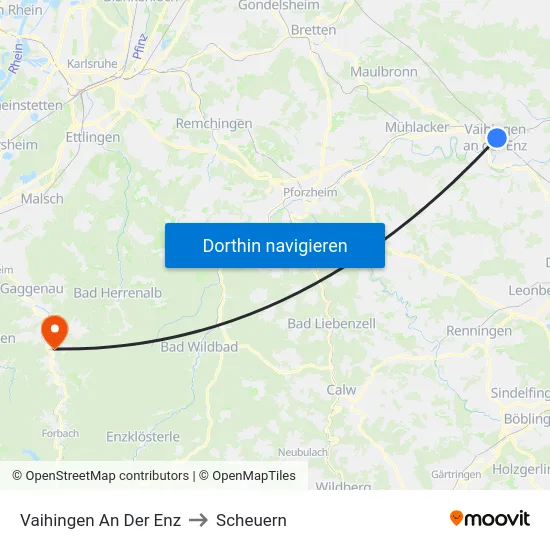 Vaihingen An Der Enz to Scheuern map