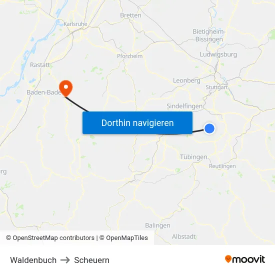 Waldenbuch to Scheuern map