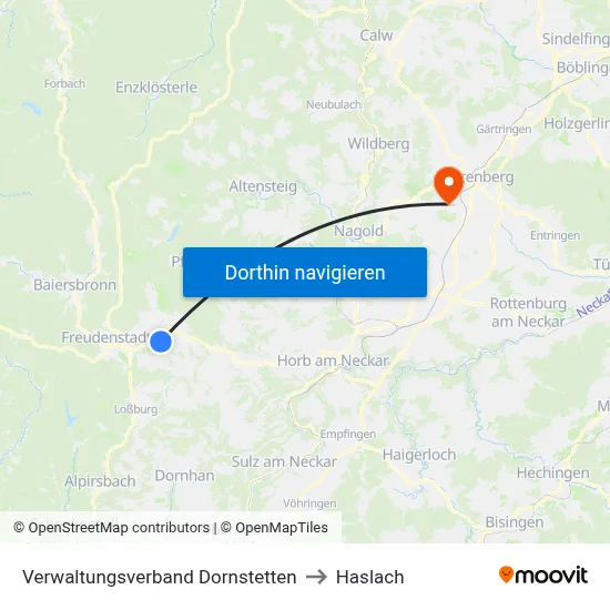 Verwaltungsverband Dornstetten to Haslach map