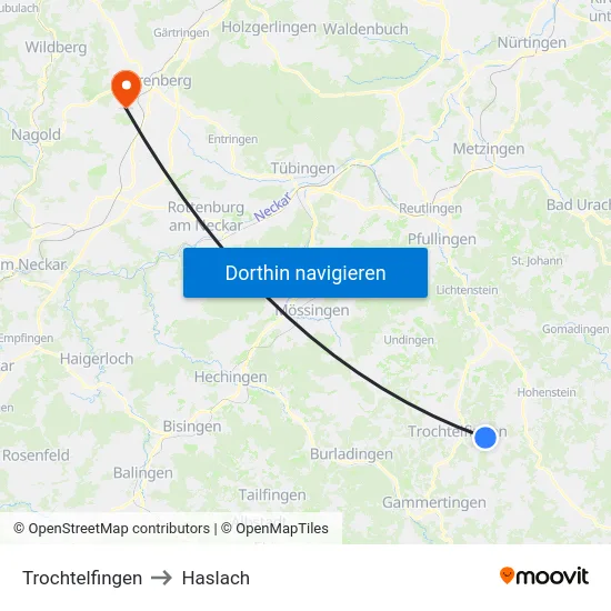 Trochtelfingen to Haslach map