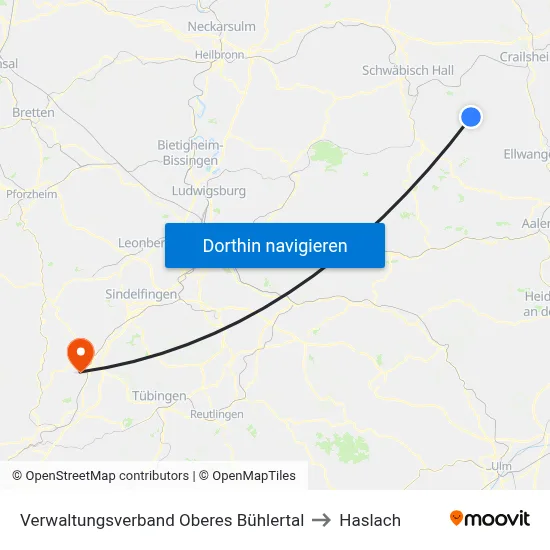 Verwaltungsverband Oberes Bühlertal to Haslach map