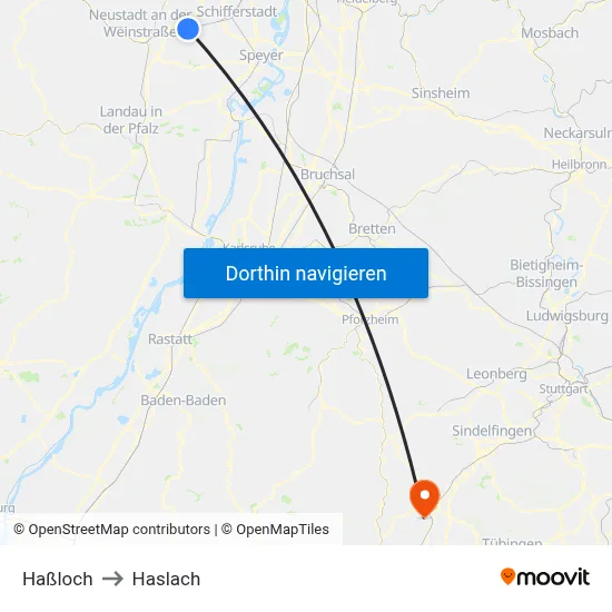 Haßloch to Haslach map