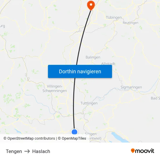 Tengen to Haslach map