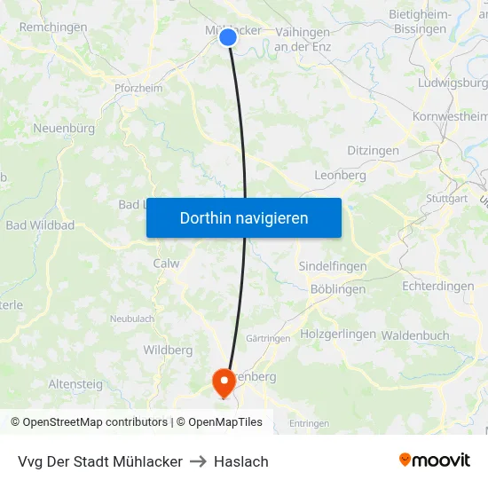 Vvg Der Stadt Mühlacker to Haslach map