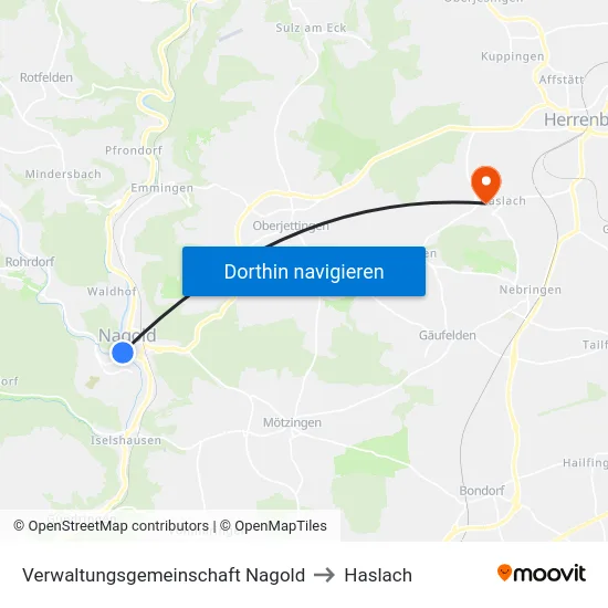 Verwaltungsgemeinschaft Nagold to Haslach map