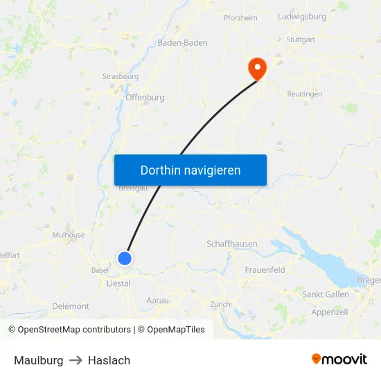 Maulburg to Haslach map