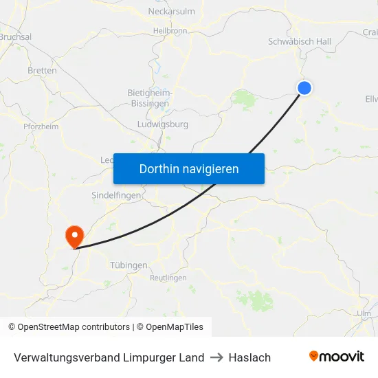 Verwaltungsverband Limpurger Land to Haslach map