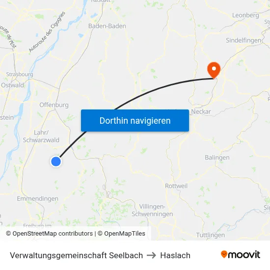 Verwaltungsgemeinschaft Seelbach to Haslach map