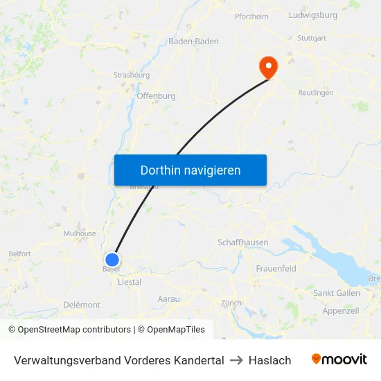 Verwaltungsverband Vorderes Kandertal to Haslach map