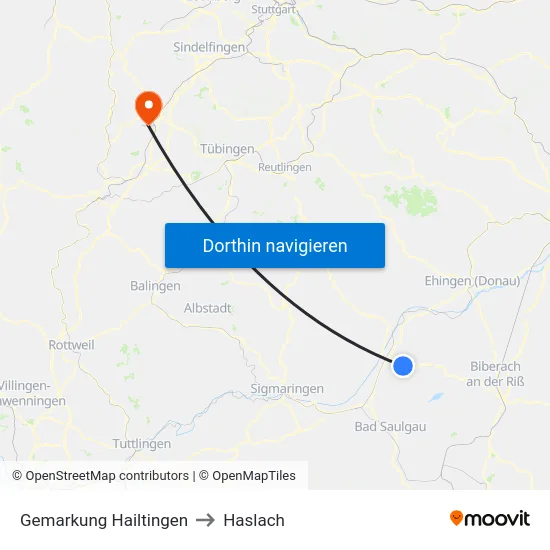 Gemarkung Hailtingen to Haslach map