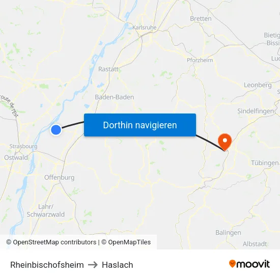 Rheinbischofsheim to Haslach map