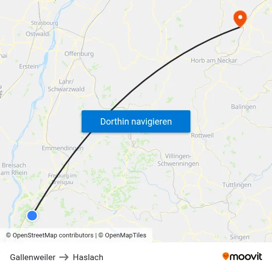 Gallenweiler to Haslach map