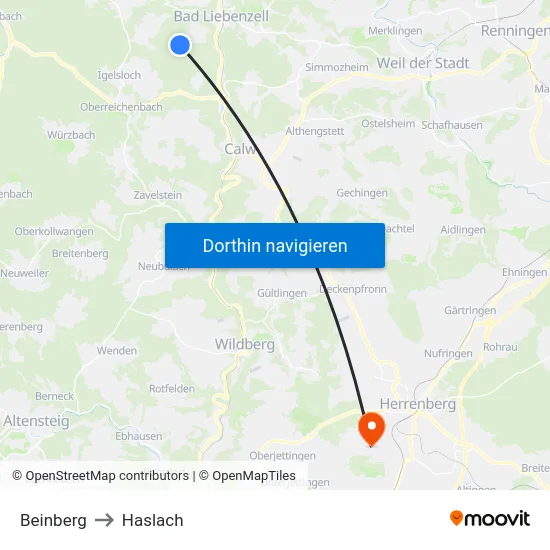 Beinberg to Haslach map