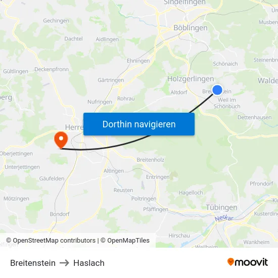 Breitenstein to Haslach map
