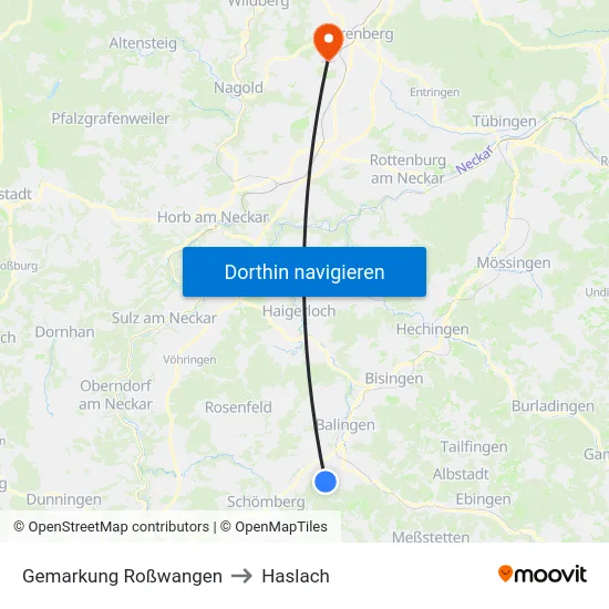Gemarkung Roßwangen to Haslach map