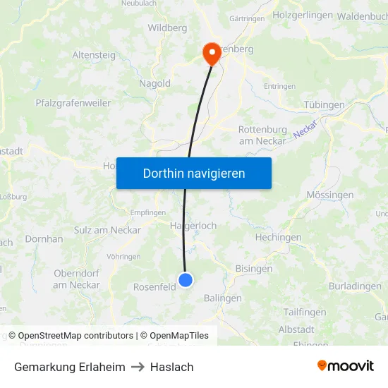 Gemarkung Erlaheim to Haslach map