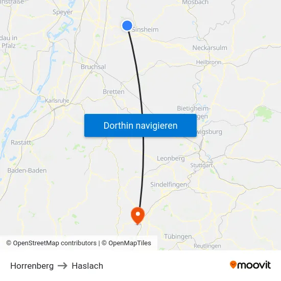Horrenberg to Haslach map