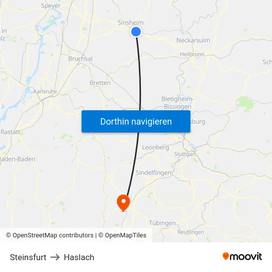 Steinsfurt to Haslach map