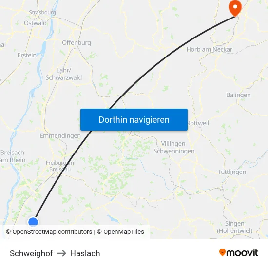 Schweighof to Haslach map