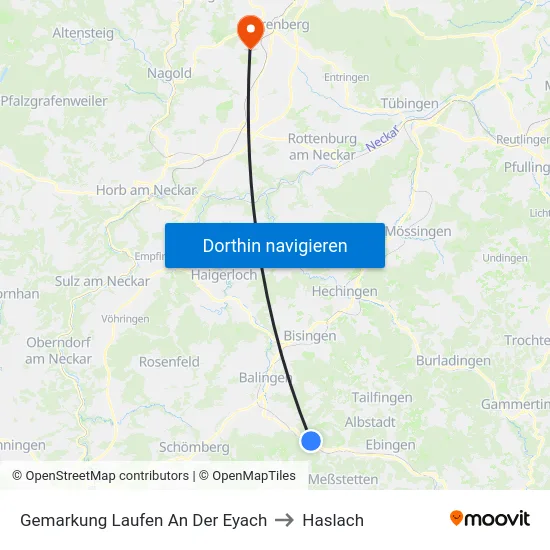 Gemarkung Laufen An Der Eyach to Haslach map