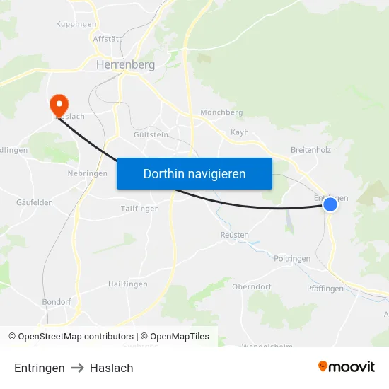 Entringen to Haslach map