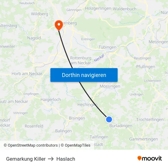 Gemarkung Killer to Haslach map