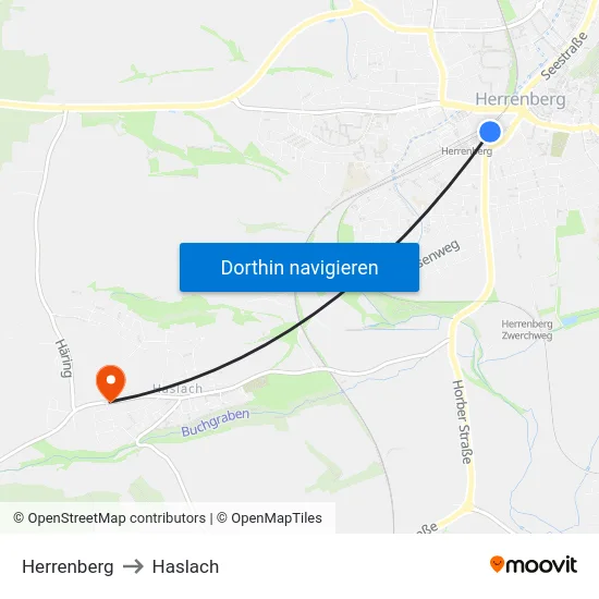 Herrenberg to Haslach map