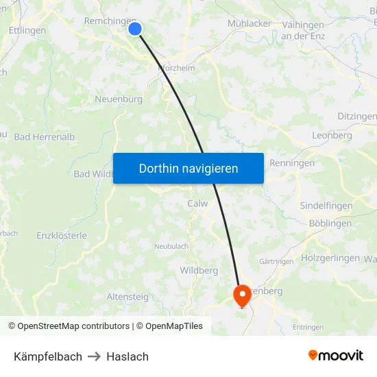 Kämpfelbach to Haslach map