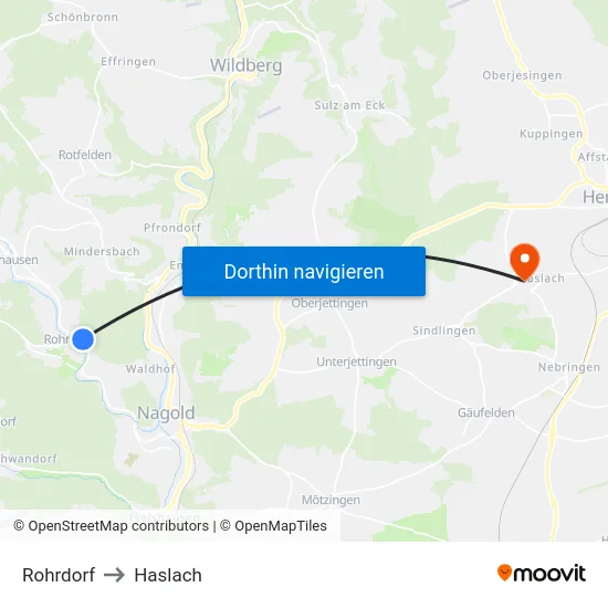 Rohrdorf to Haslach map