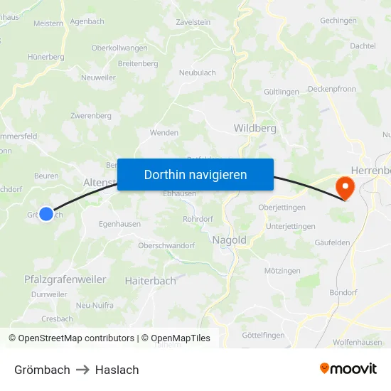 Grömbach to Haslach map