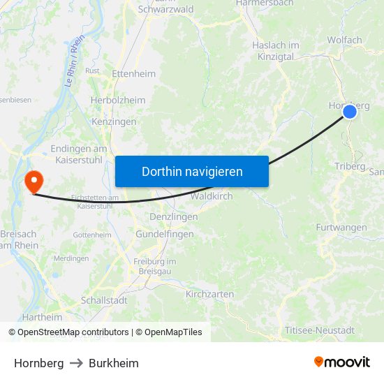Hornberg to Burkheim map