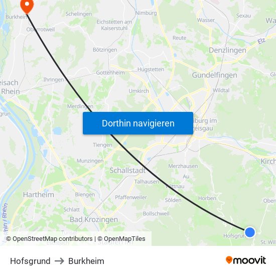 Hofsgrund to Burkheim map