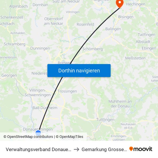 Verwaltungsverband Donaueschingen to Gemarkung Grosselfingen map