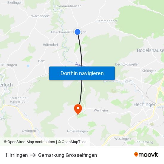 Hirrlingen to Gemarkung Grosselfingen map