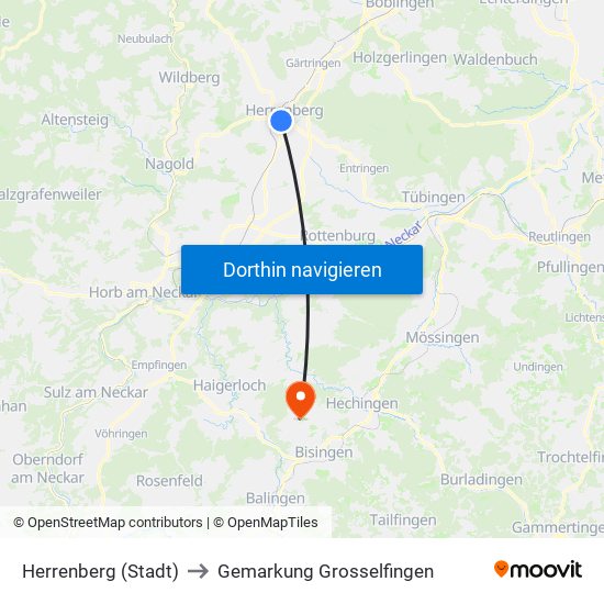 Herrenberg (Stadt) to Gemarkung Grosselfingen map
