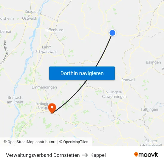 Verwaltungsverband Dornstetten to Kappel map
