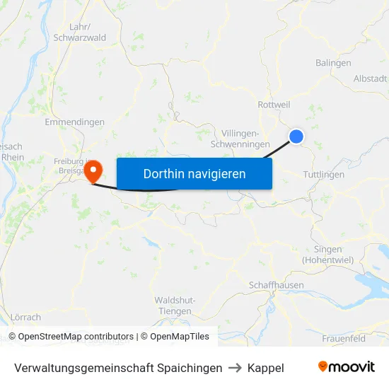 Verwaltungsgemeinschaft Spaichingen to Kappel map