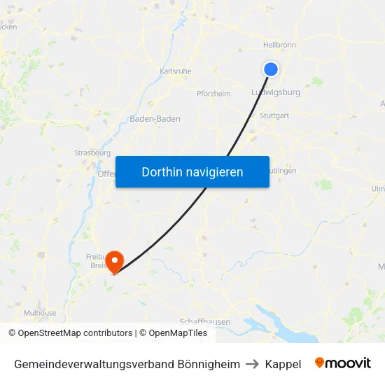 Gemeindeverwaltungsverband Bönnigheim to Kappel map