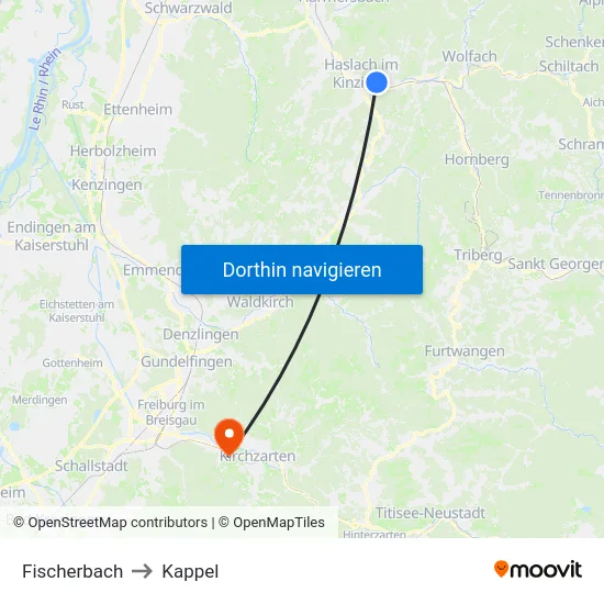 Fischerbach to Kappel map