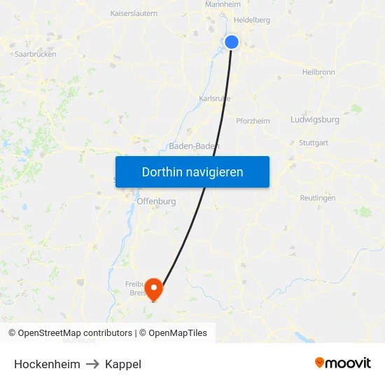 Hockenheim to Kappel map