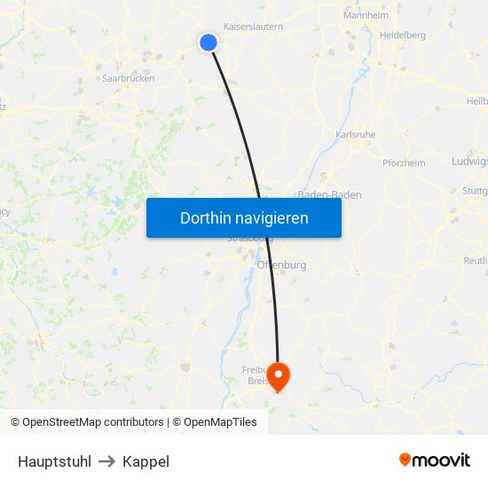 Hauptstuhl to Kappel map