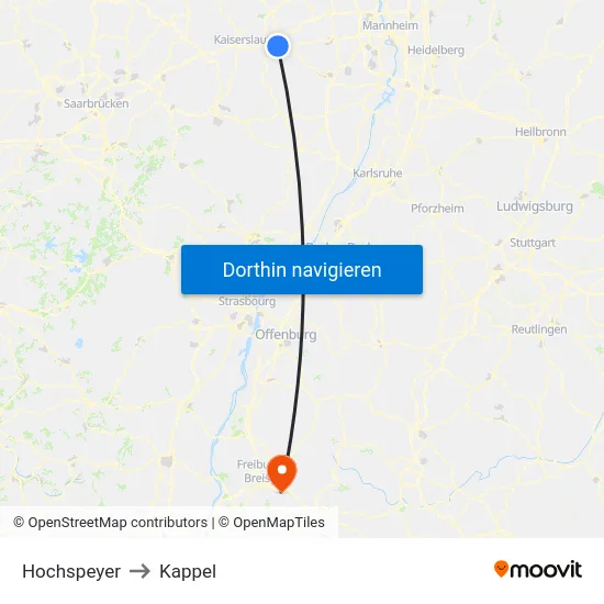 Hochspeyer to Kappel map