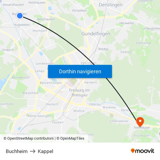 Buchheim to Kappel map